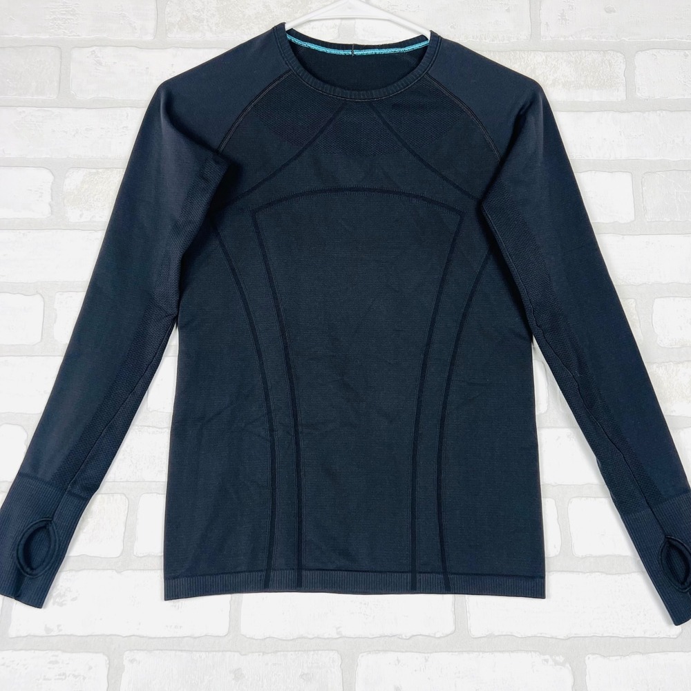 Ivivva Lululemon Swiftly Tech Long Sleeve Shirt Black Thumbholes Youth 12 - Picture 12 of 12